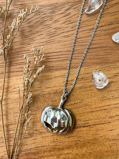 18k Plated Ghostly Glow Pumpkin Necklace