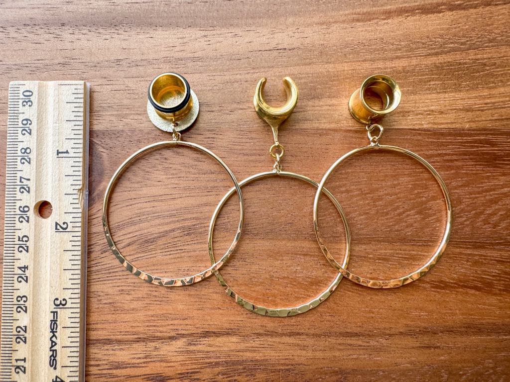 18k Gold Hammered Hoops