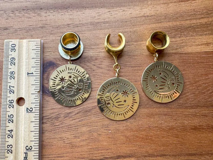 18k Gold Moon & Star Drops