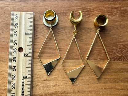 18k Gold Rhombus Dangles