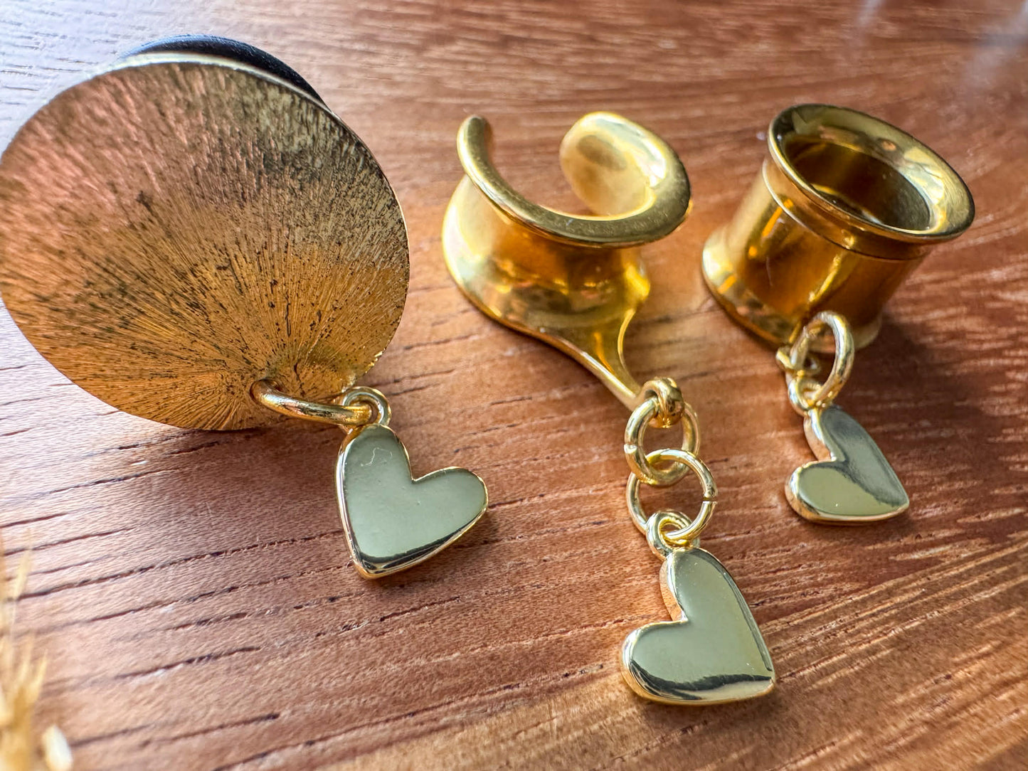 18k Plated Mini Hearts Plug Earrings