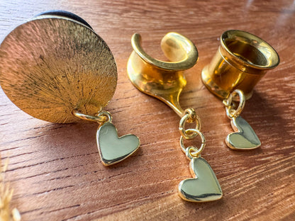 18k Plated Mini Hearts Plug Earrings