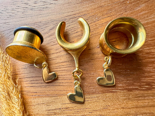 18k Plated Mini Hearts Plug Earrings