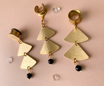 2-Tier Brushed Brass Earrings