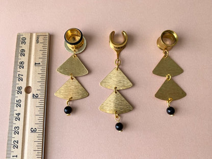 2-Tier Brushed Brass Earrings