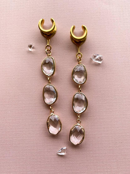 3-Tier Gold Faceted Glass Dangles