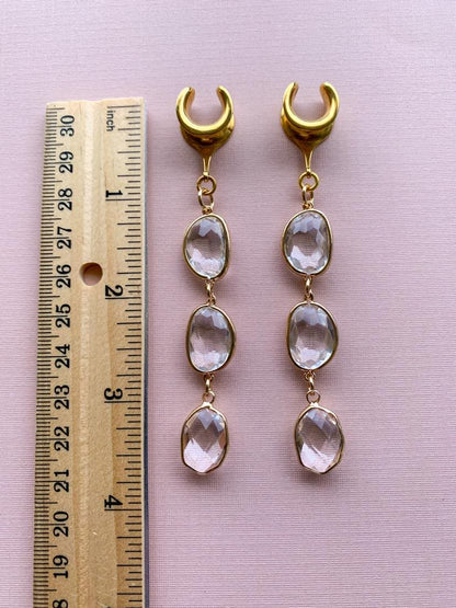 3-Tier Gold Faceted Glass Dangles