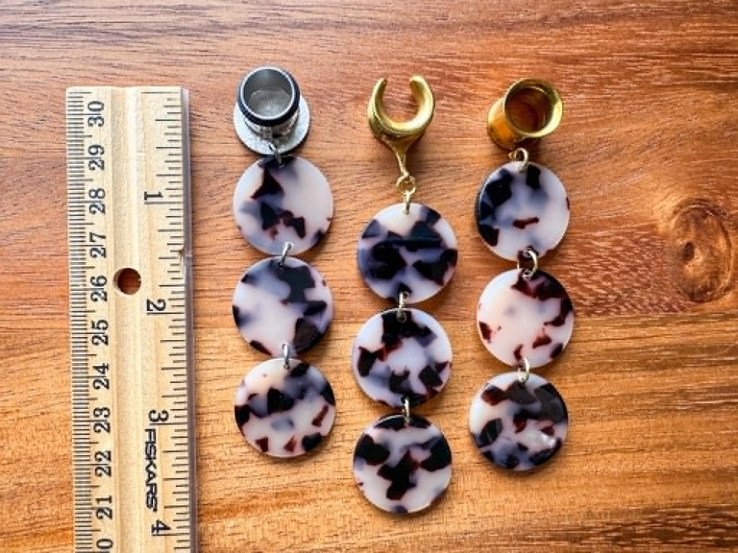 3-Tier Beige & Brown Tortoiseshell Dangles