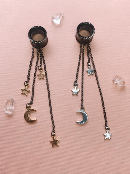 Gold Or Silver Accent Black Tunnels With Astral Chains