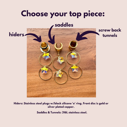 Gold Double Hoop & Reflective Stars