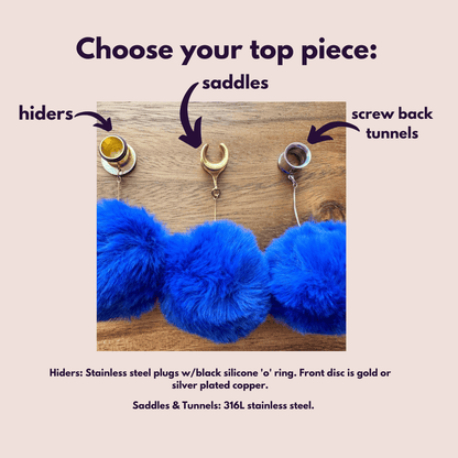 Fluffy Blue Poofs w/ Silver or Gold Chains