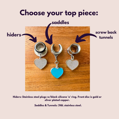 Rhodium Plated Teal Hearts