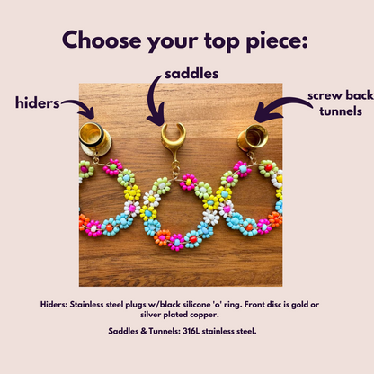 Beaded Flower Hoops