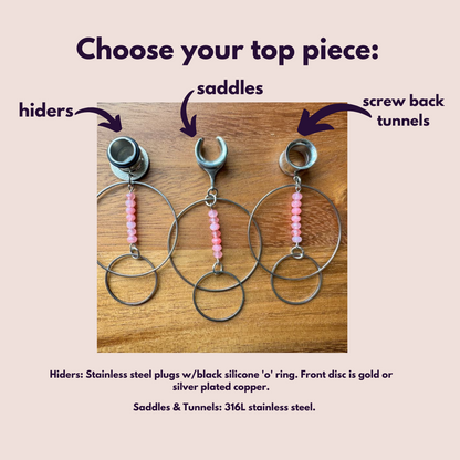 Pink Beaded Silver Hoops