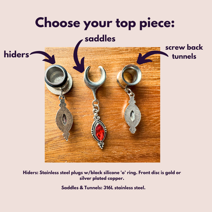 Crimson Red Antique Silver Dangles