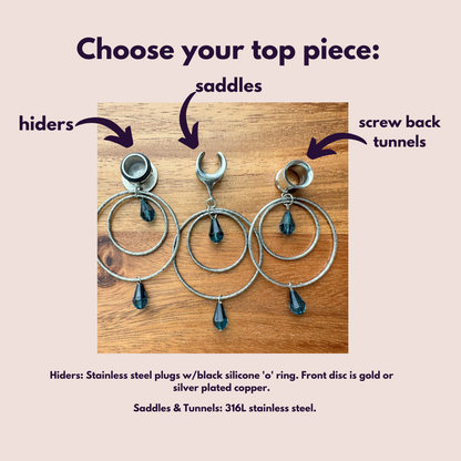 Silver Hoops w/ Blue Accents