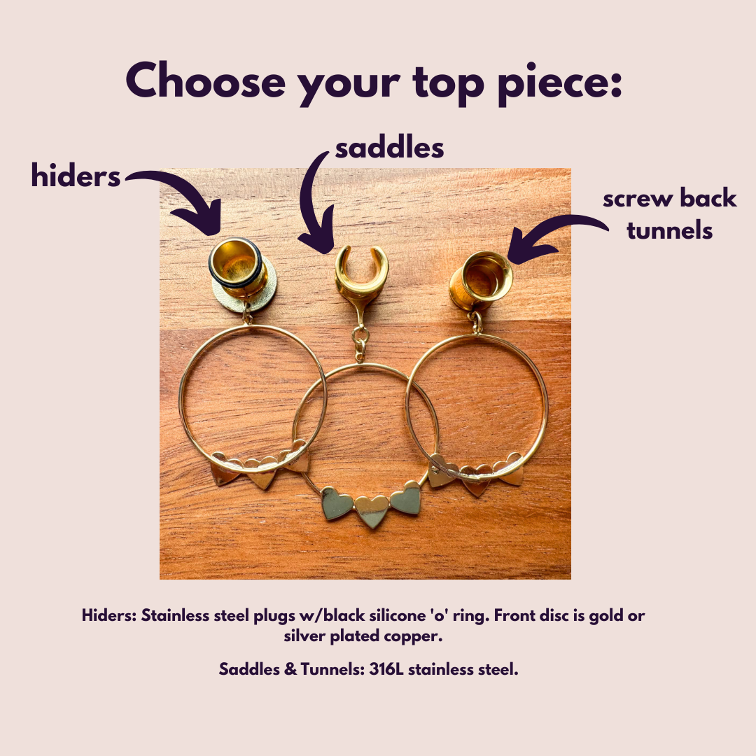 Gold "Hearts in a Row" Hoops
