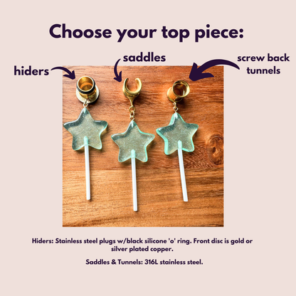 Glittery Sea Blue Star Lollipops