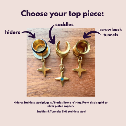 Gold Star Plugs With Matching Necklace