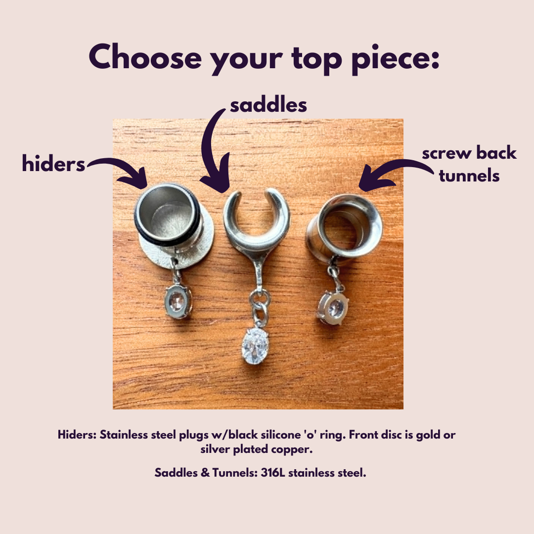 Silver Zircon Plugs With Matching Necklace