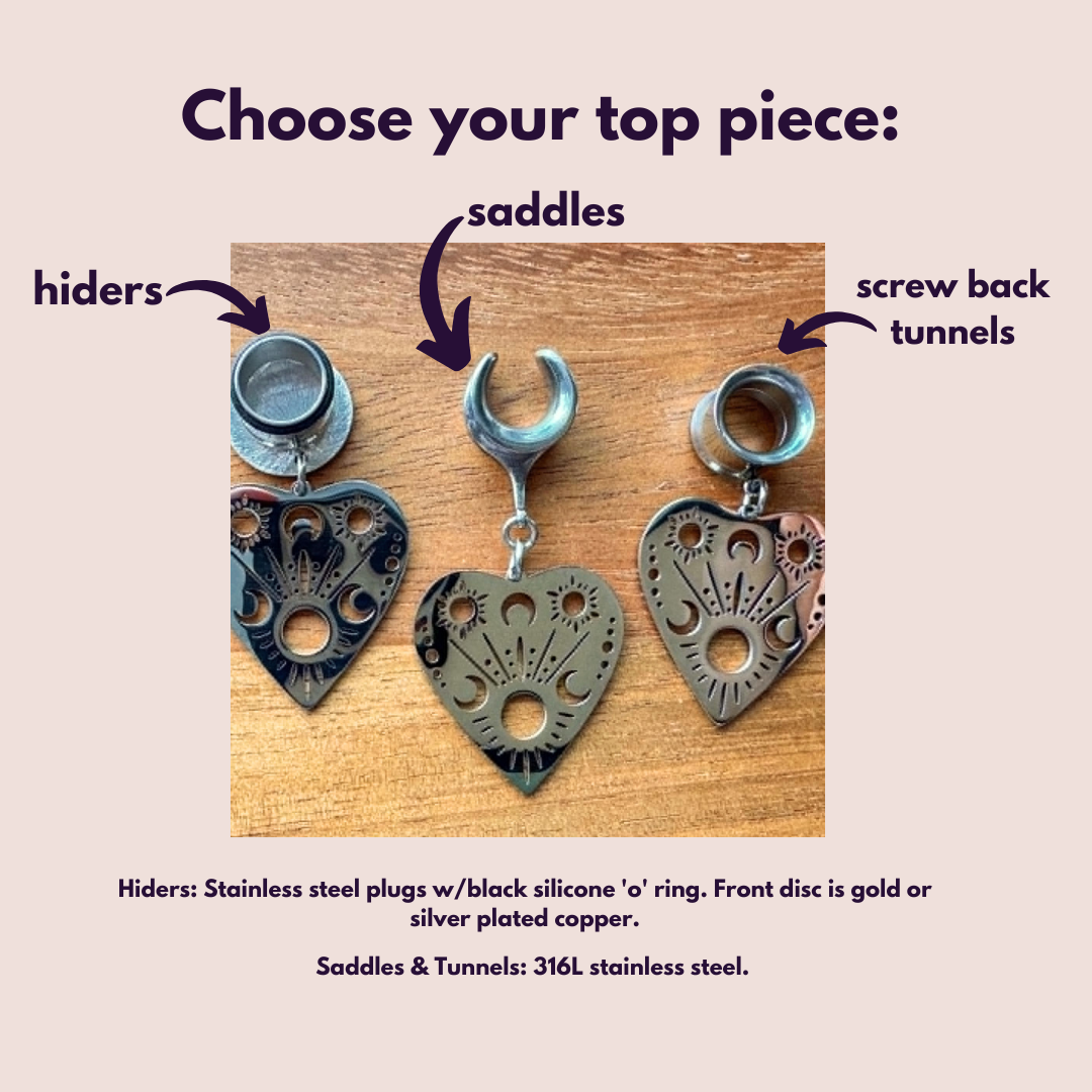 Stainless Steel Crescent Moon Hearts