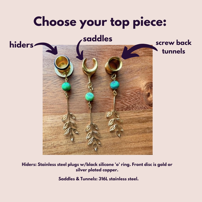 Green Agate & Gold Leaves