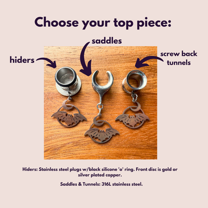 Silver Steel Bat and Moon Dangles