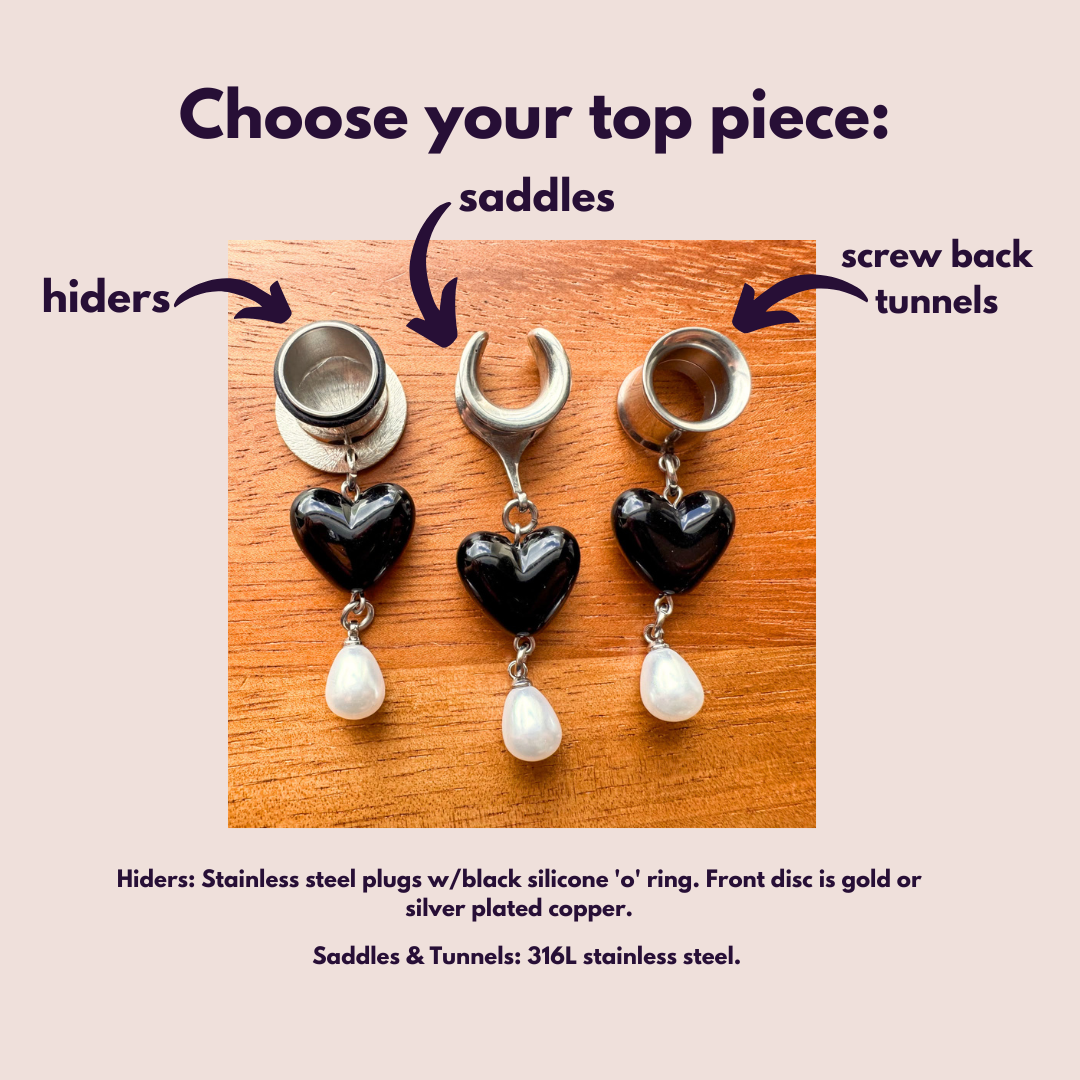 Silver Midnight Pearl Hearts