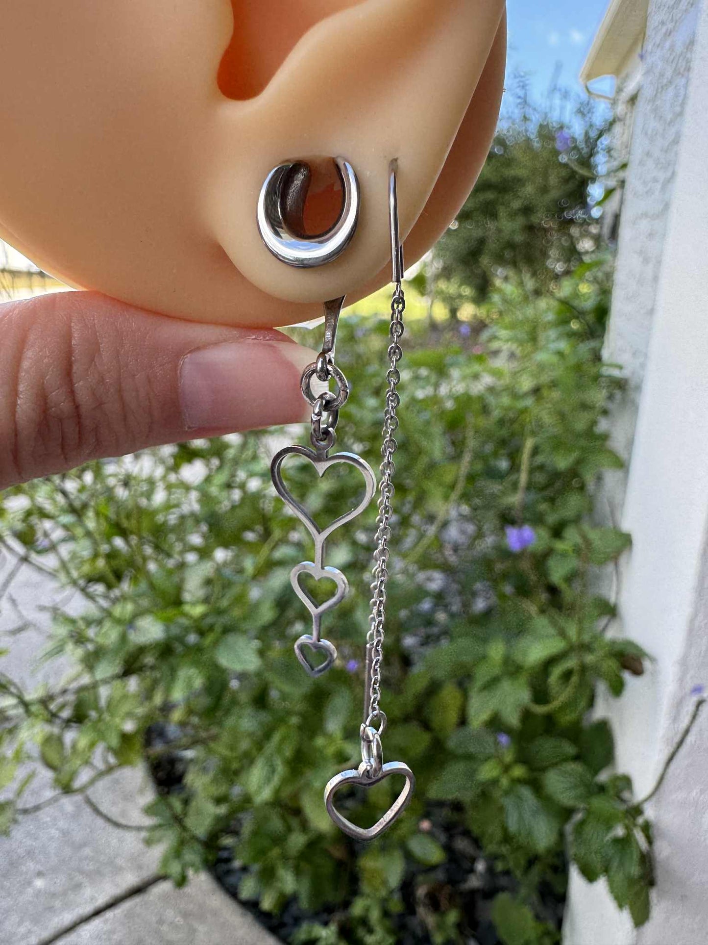 Silver Heart Threader Earrings