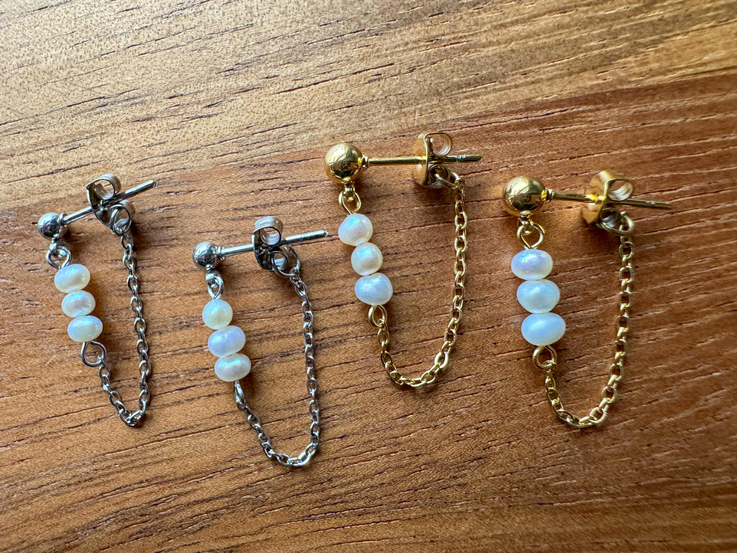Gold Or Silver Pearl Chain Dangles