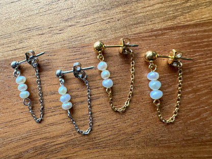 Gold Or Silver Pearl Chain Dangles