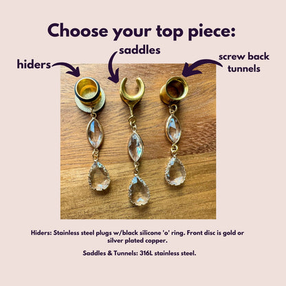 Gold Tone Glass Ear Dangles
