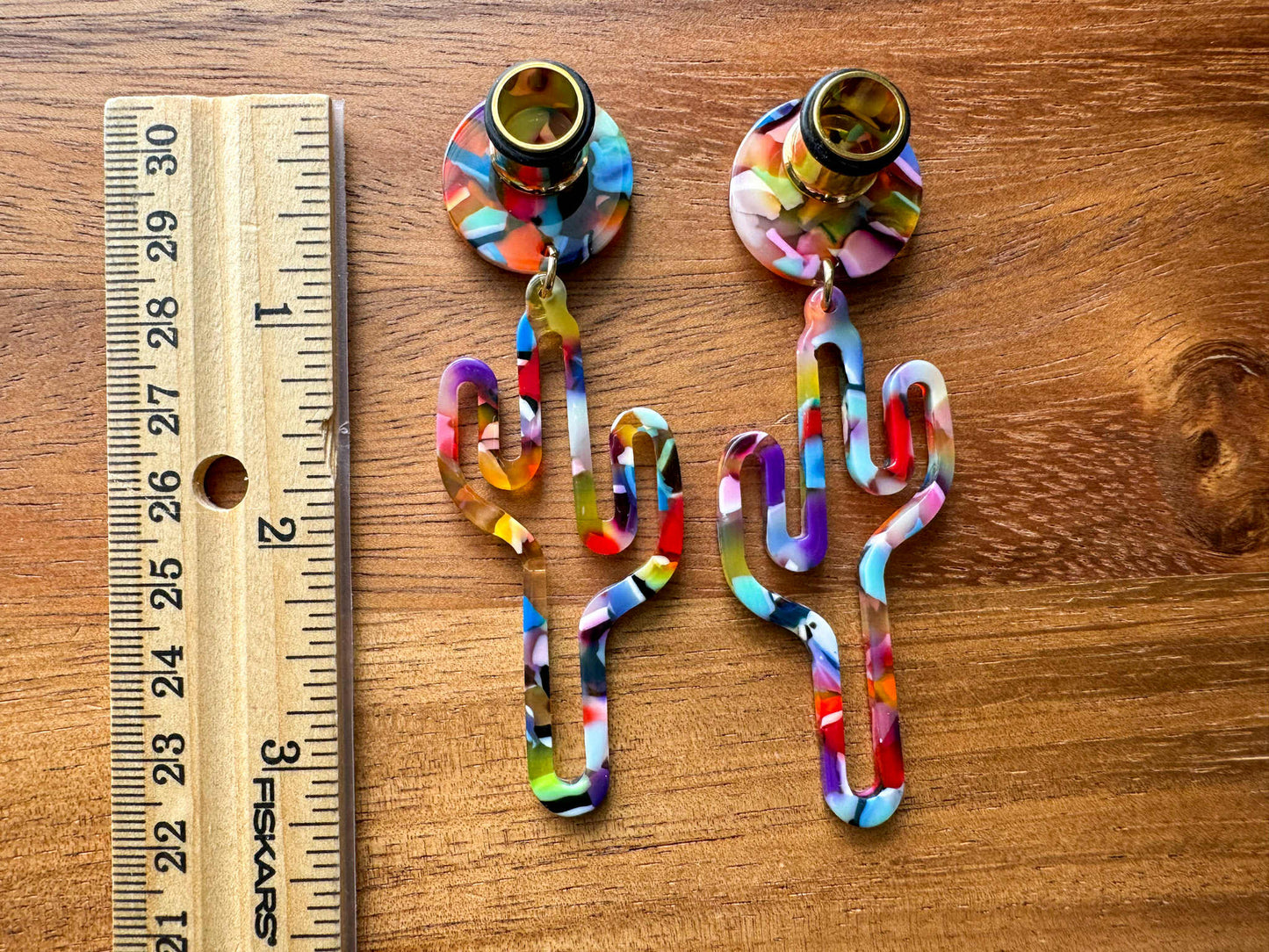 Acetate Rainbow Cactus Dangles