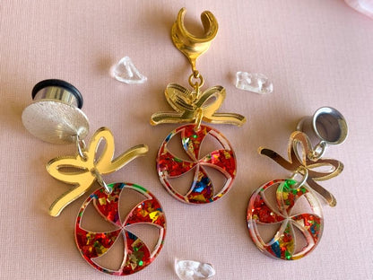 Acrylic Candy & Bow Plug Earrings