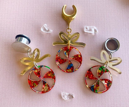 Acrylic Candy & Bow Plug Earrings