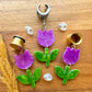 Acrylic Purple Tulips Plug Earrings