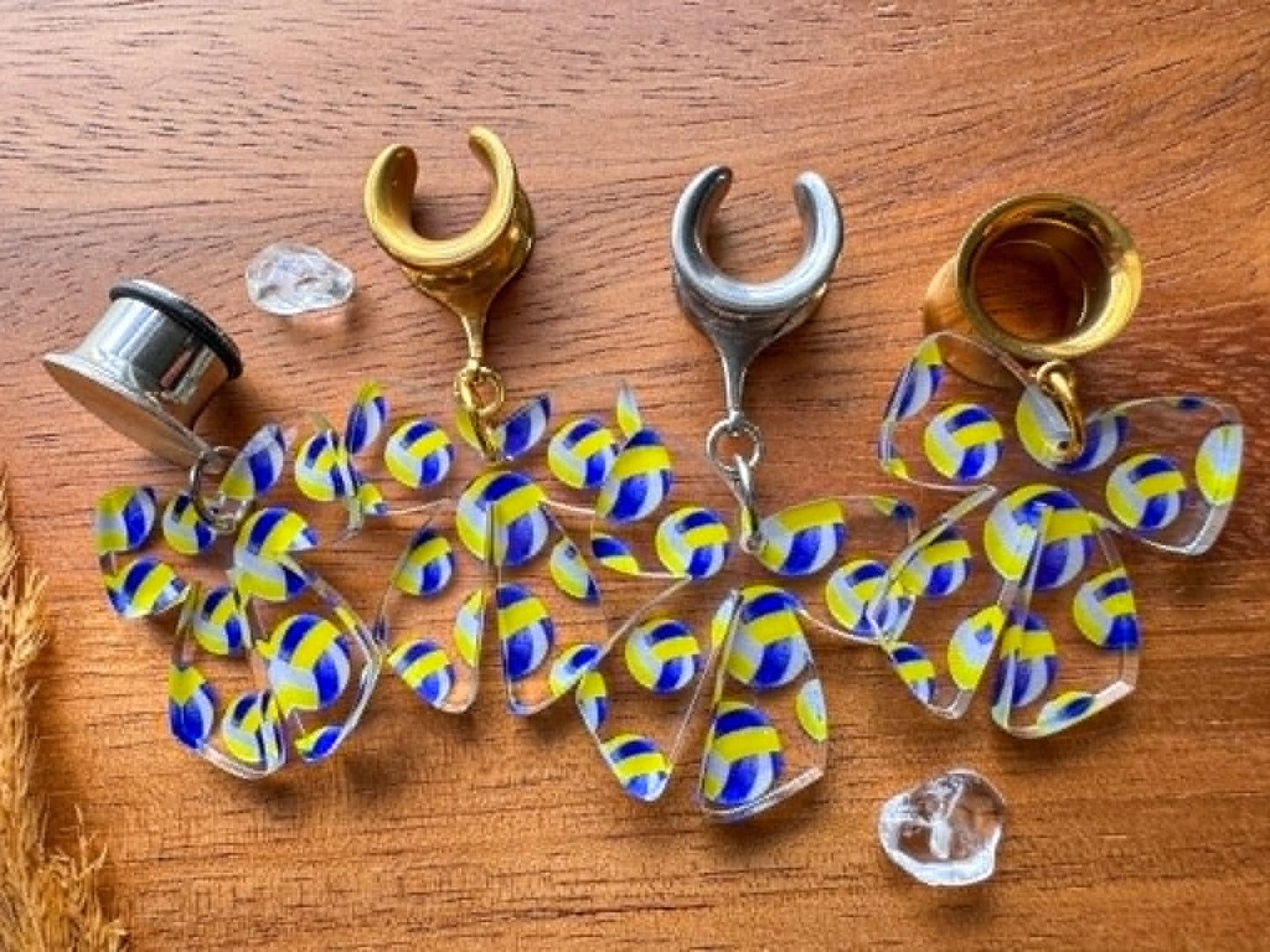 Acrylic Volleyball Bows Plug Earrings