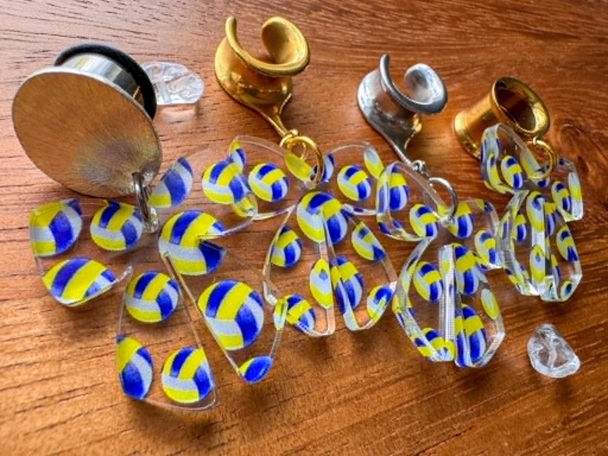 Acrylic Volleyball Bows Plug Earrings