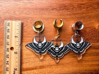 Acrylic Moth & Moon Dangles