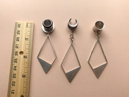 Antique Silver Rhombus Dangles