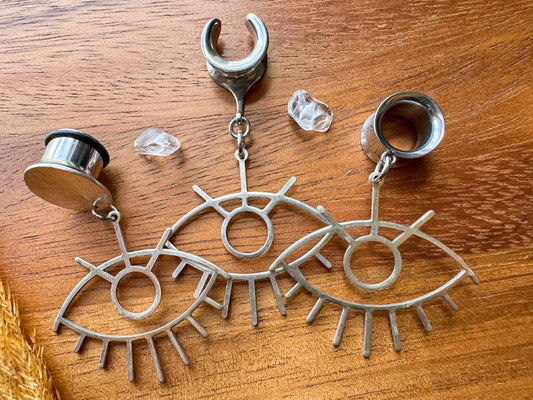 Antique Silver Eyes Plug Earrings