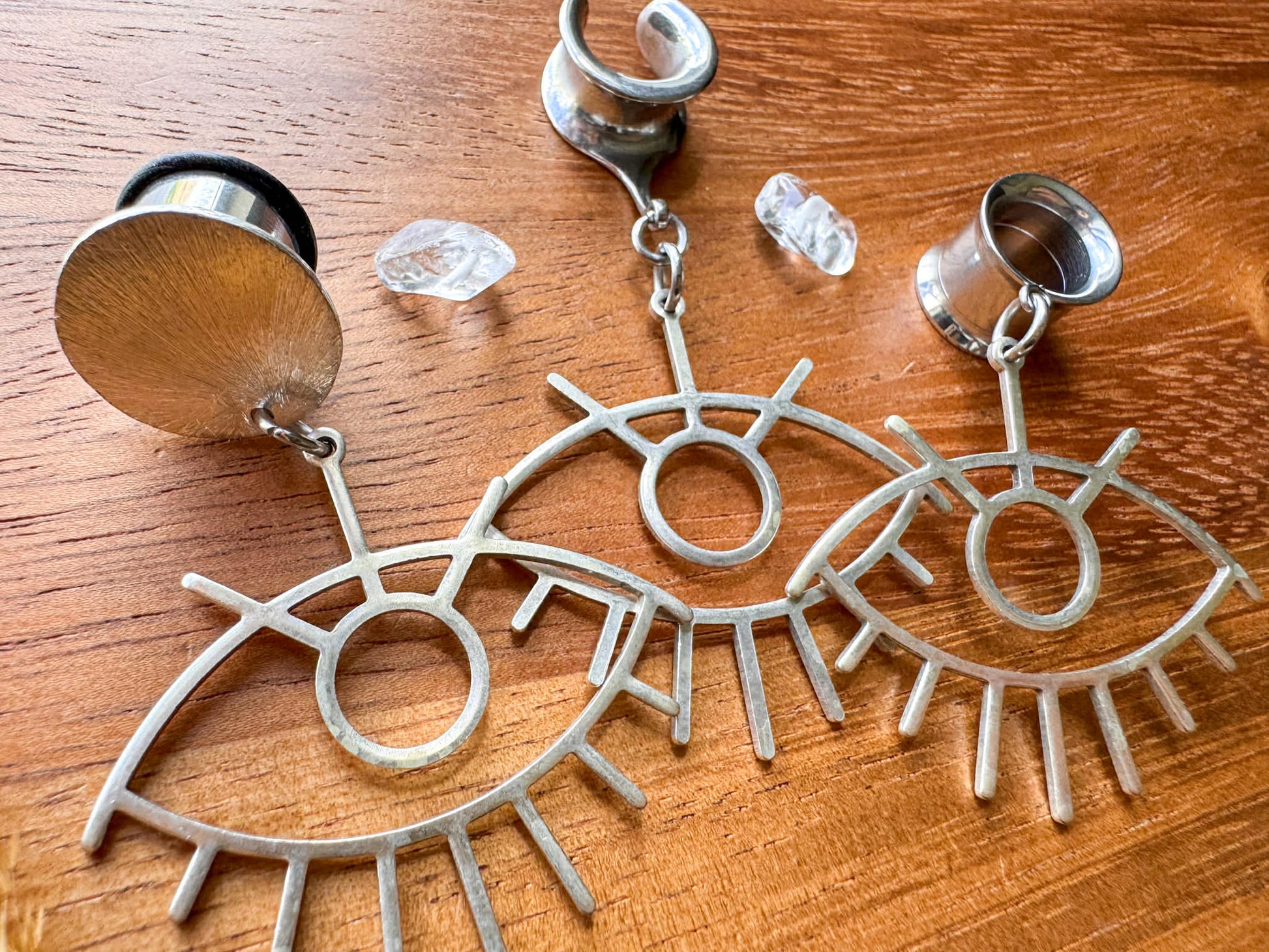 Antique Silver Eyes Plug Earrings