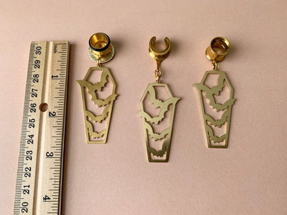Gold Halloween Coffin With Bats