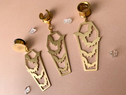 Gold Halloween Coffin With Bats