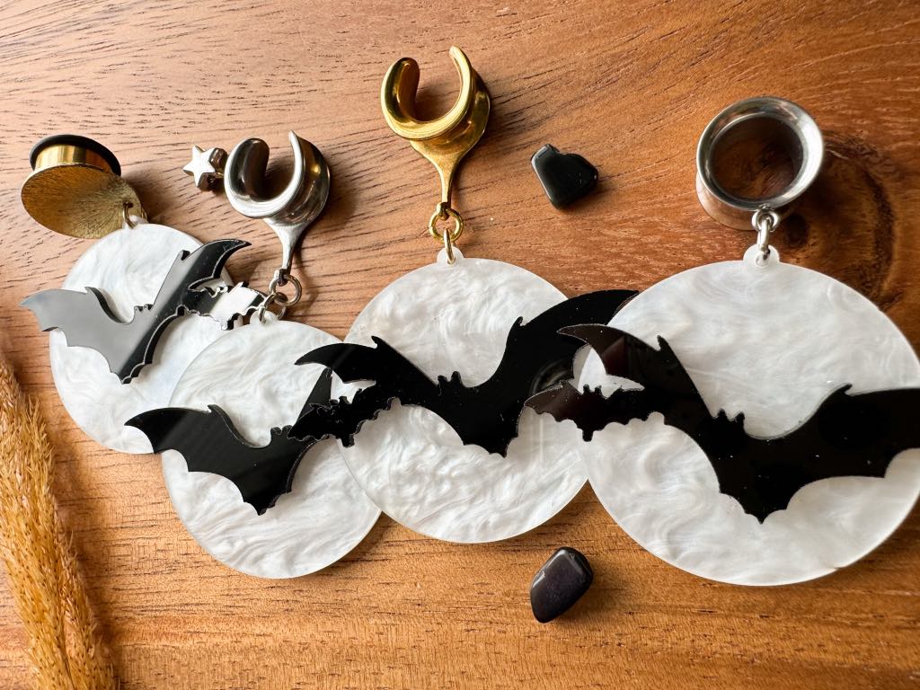 'Bats in the Night' Dangles Plug Earrings