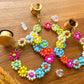 Beaded Flower Hoops