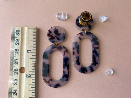 Beige & Brown Acetate Oval Hoops