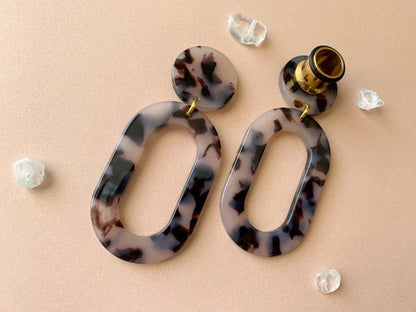 Beige & Brown Acetate Oval Hoops