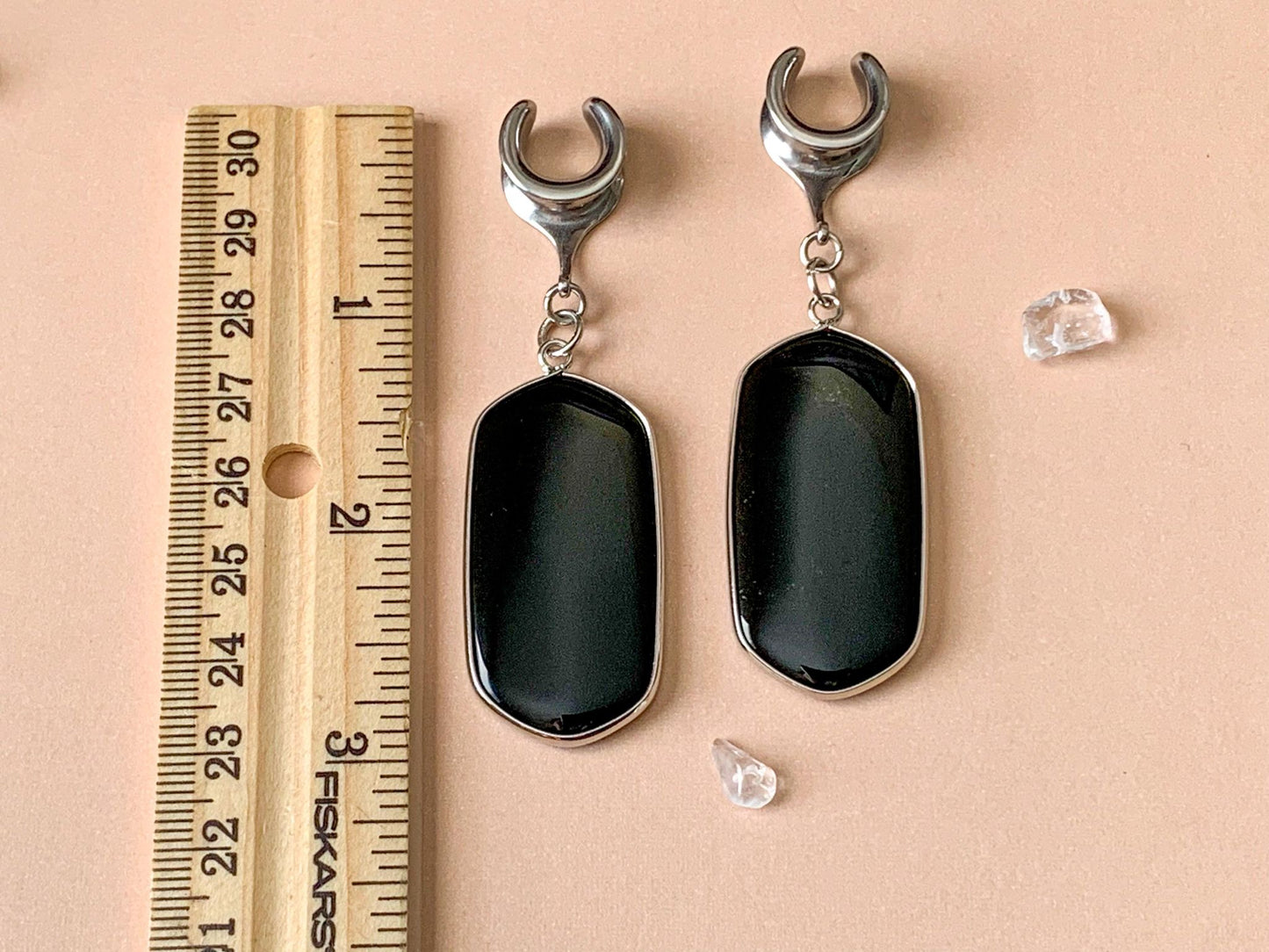 Silver Trimmed Black Agate Pendants