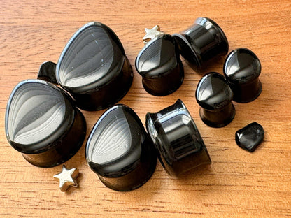 Black Acrylic Tear Plug Earrings